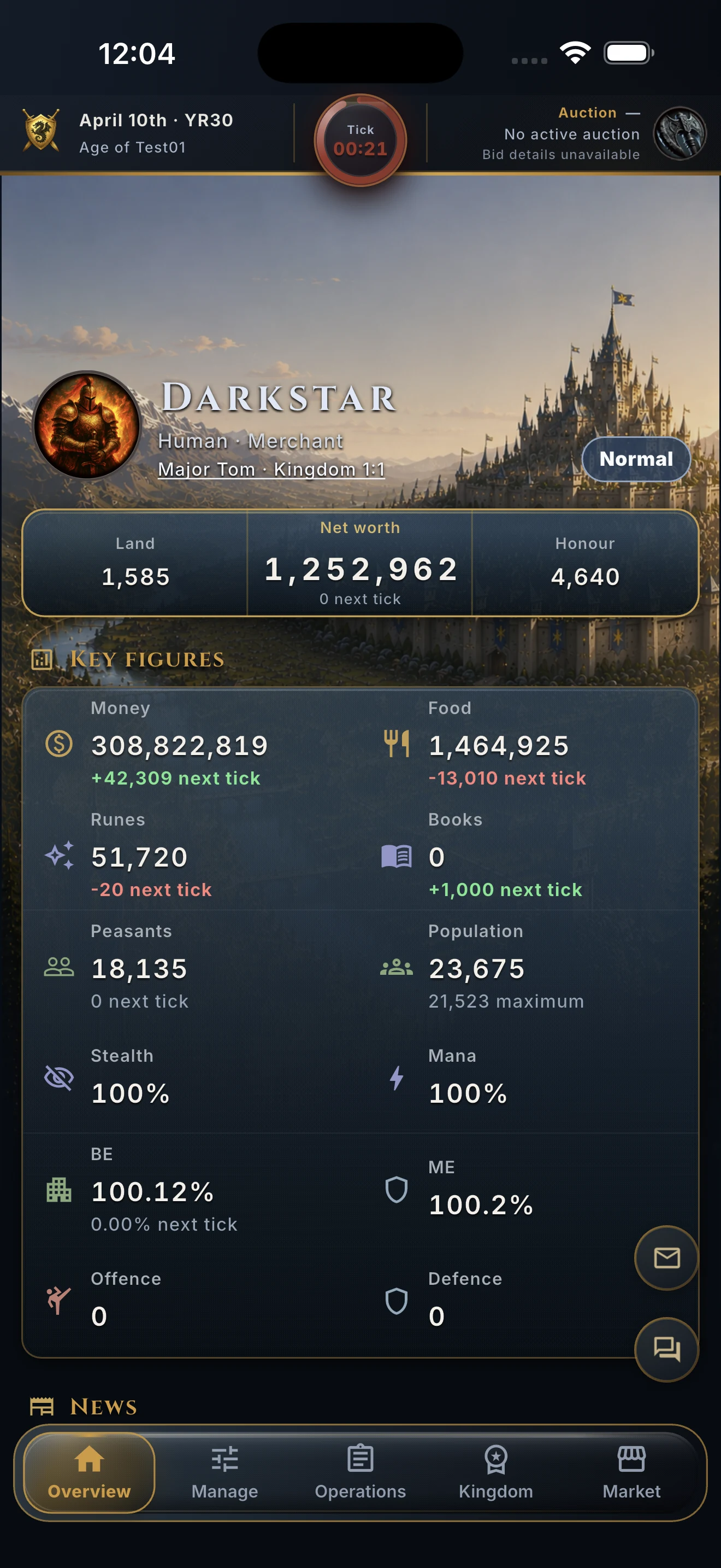 Mythea province overview in the mobile app
